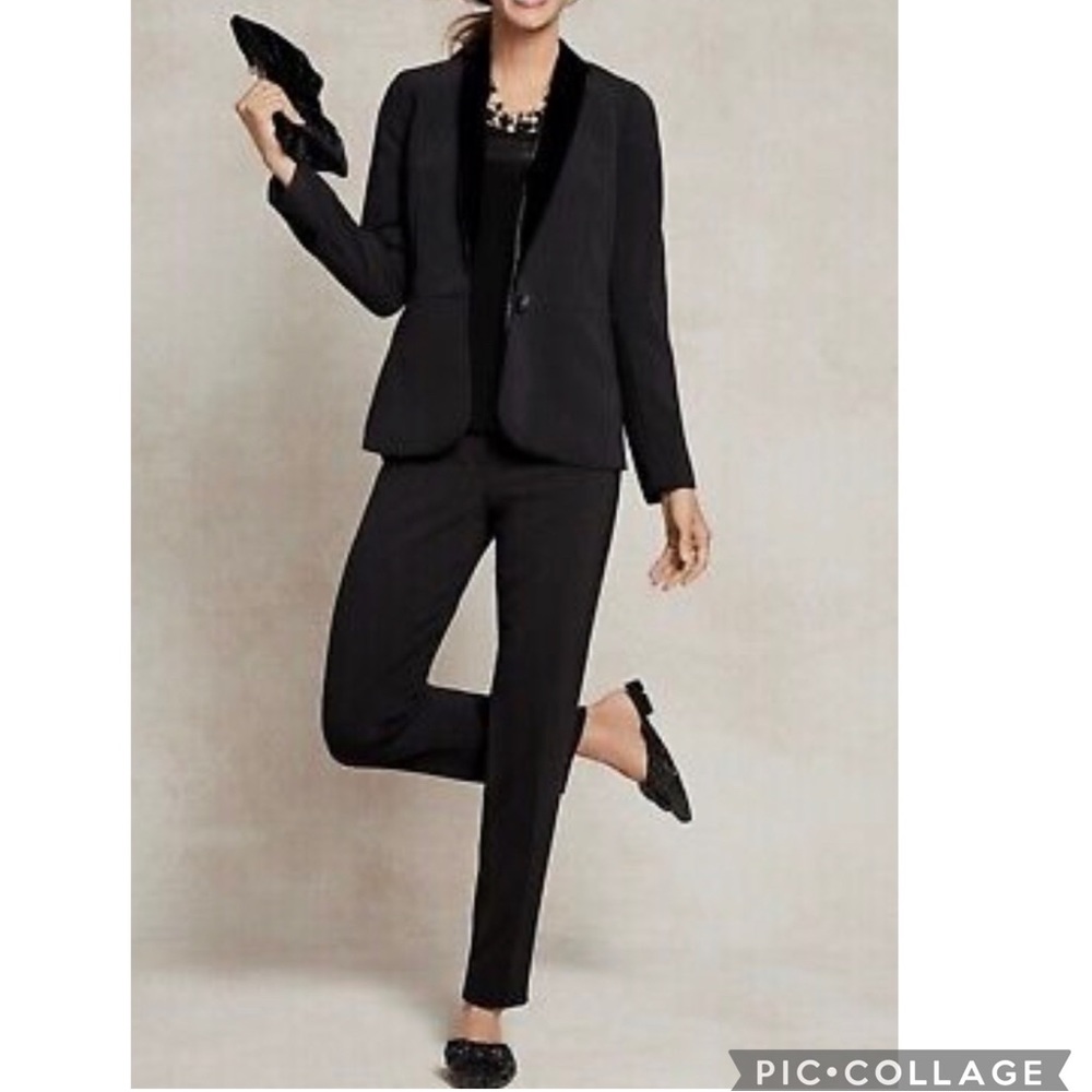 NWT Talbots Petite Black Blazer Velvety Collar Size 4P